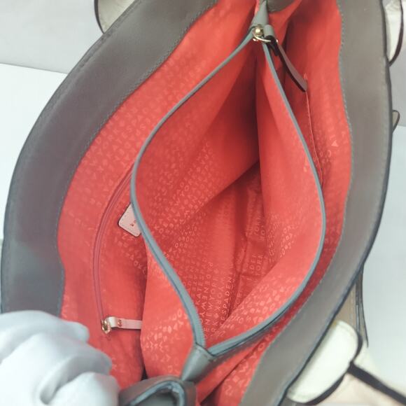 Kate Spade New York Gray Leather Bow Double Handle Large Tote Shoulder Bag - Picture 14 of 16